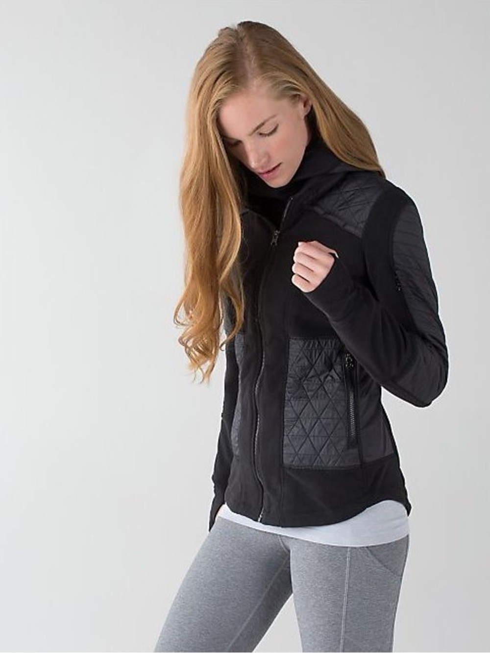 Lululemon Fluffed Up Jacket Black Quilted Hooded Jacket Size 8